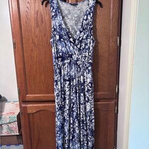 Peter Som Blue and White Patterned Maxi Dress size M